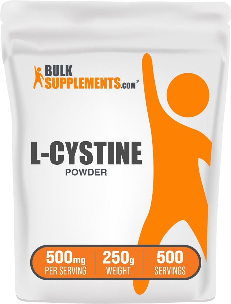 BulkSupplements.com L-Cystine Powder - L-Cystine 500mg, L-Cystine Supplement, Aminoacido Supplement - per il supporto immunitario, Gluten Free, 500mg per Serving, 250g (8.8 oz) (pacchetto di 1)