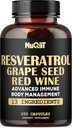 Trans Resveratrolo Supplemento con Estratto di Vino Rosso, Immune & Body Management Complex - Echinacea, Bulbo Aglio, Berberina HCI, Cardo Latte & More - 200 Capsule per 100 Serve