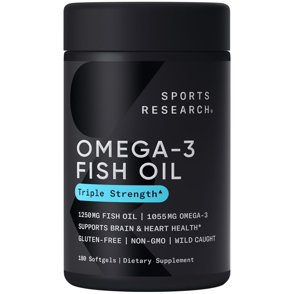 Ricerca sportiva Omega-3 Fish Oil, Triple Strength, 180 Softgels