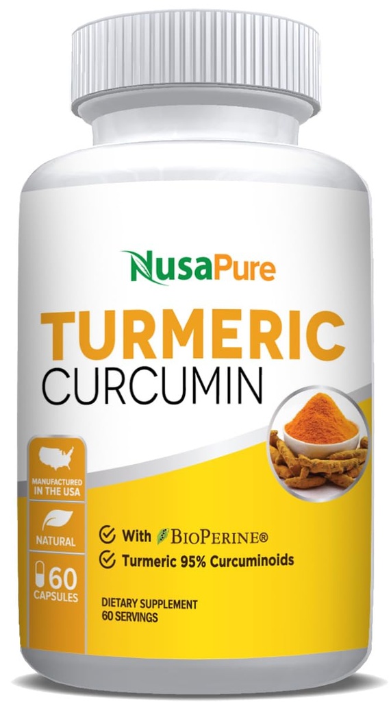 NusaPure curcuma currica 600 mg 60 capsule Turmeric 95% curcuminoidi Integratore alimentare