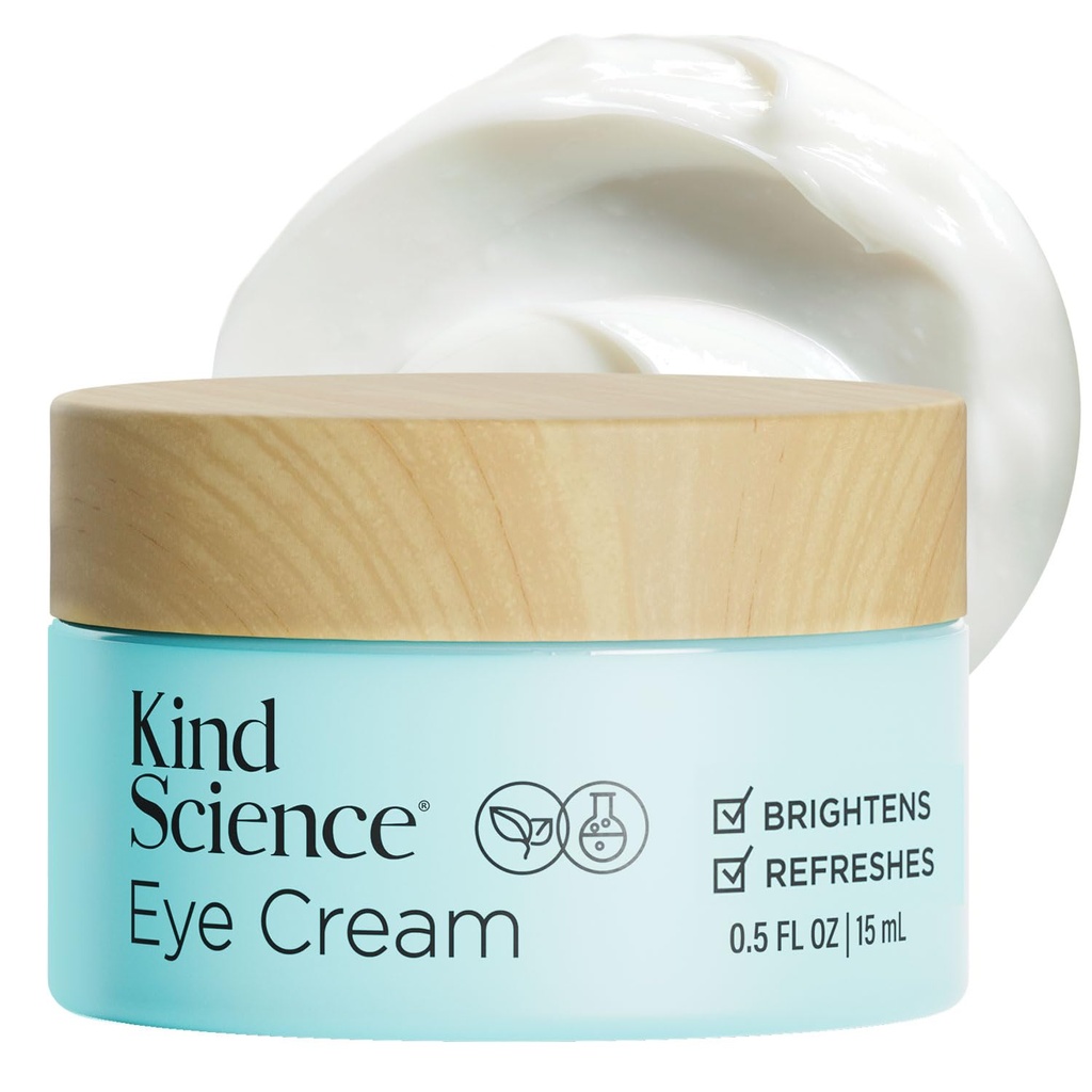 Kind Science di Ellen DeGeneres Eye Cream - Under Eye Cream for Wrinkles Noticamente Smooths & Moisturizes - Anti Aging with Hyaluronuic Acid, Vitamina C - Fragrance Free, Paraben Free, 0.5 fl oz