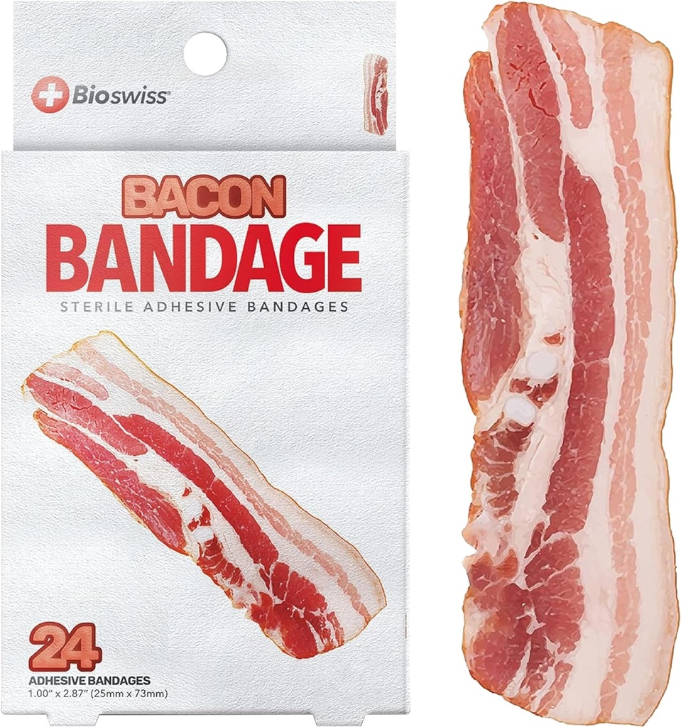 BioSwiss Kids Bandages, Bacon a forma di autoadesivo fasciatura Set, Latex Free, Sterile Wound Care, 24 Conte