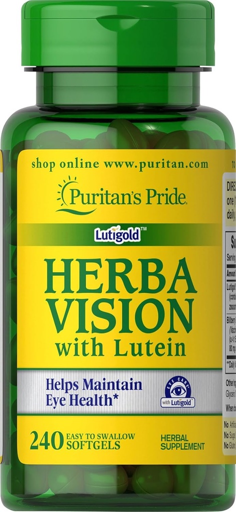 Pride Herbavision di Puritan con Lutein, Zeaxanthin, Bilberry Softgels, 240 Conte