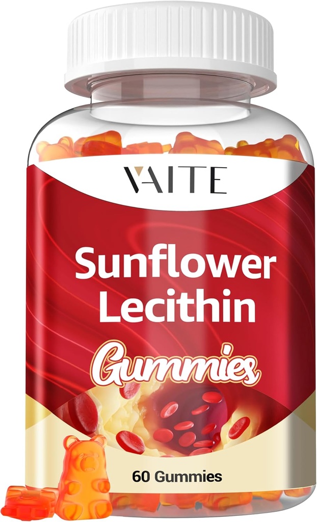 Sunflower Lecithin Gummies 800mg - Vegan, Non OGM, Soy-Free & Gluten-Free - Supporta la nutrizione quotidiana, Chews facili da digerire per adulti, Integratore di lattazione, Supporto naturale per il benessere - 60 Vegan Gummy