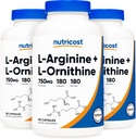 Nutricost L-Arginina L-Ornithine 750mg; 180 capsule (3 bottiglie)