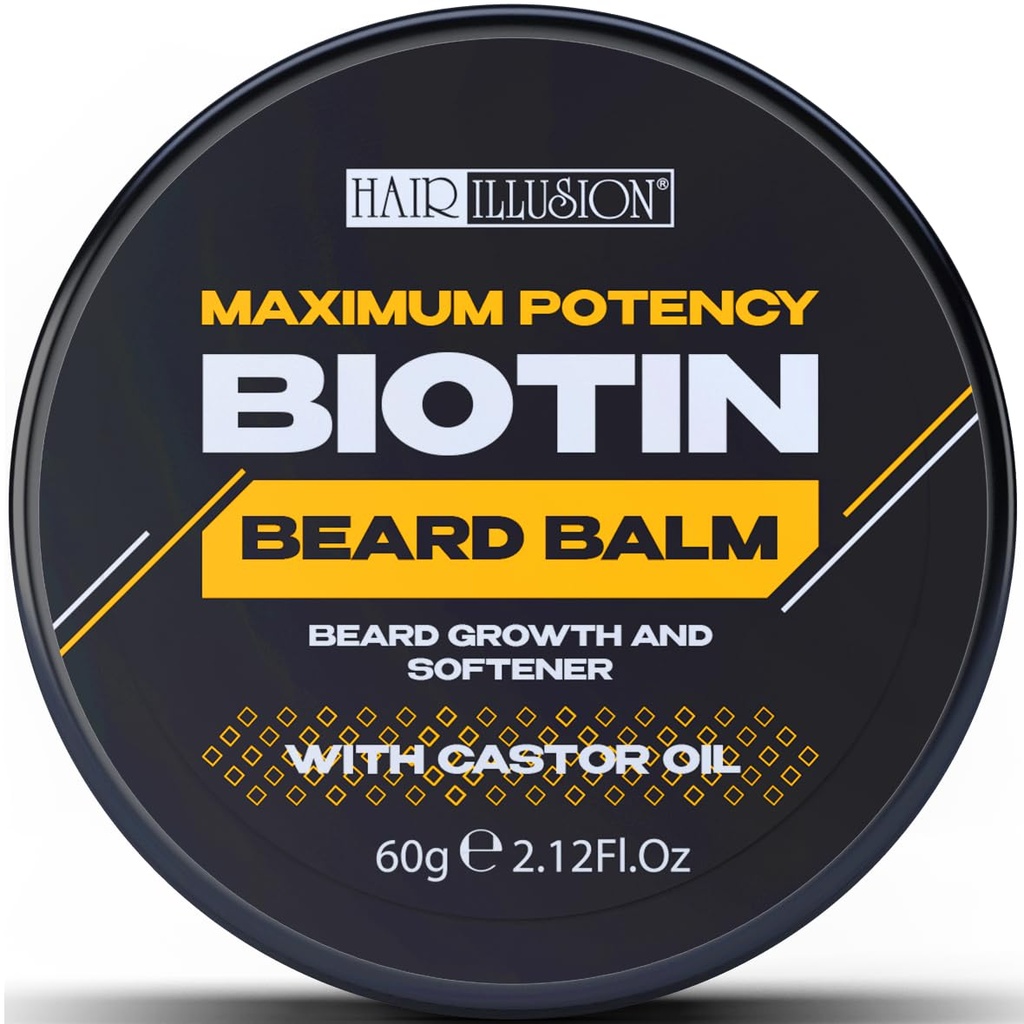 L'illusione dei capelli MAXIMUM POTENCY BIOTIN Beard Balm per la crescita e l'ammorbidimento dei cuscinetti, nero