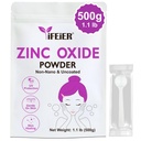 Polvere di ossido di zinco iFEiER | 500g (1,1 lb) Polvere di ossido di zinco non codificata al 100% per la protezione della pelle | Grado cosmetico ideale per la protezione solare fai da te, la lozione, deodorante e cura della pelle