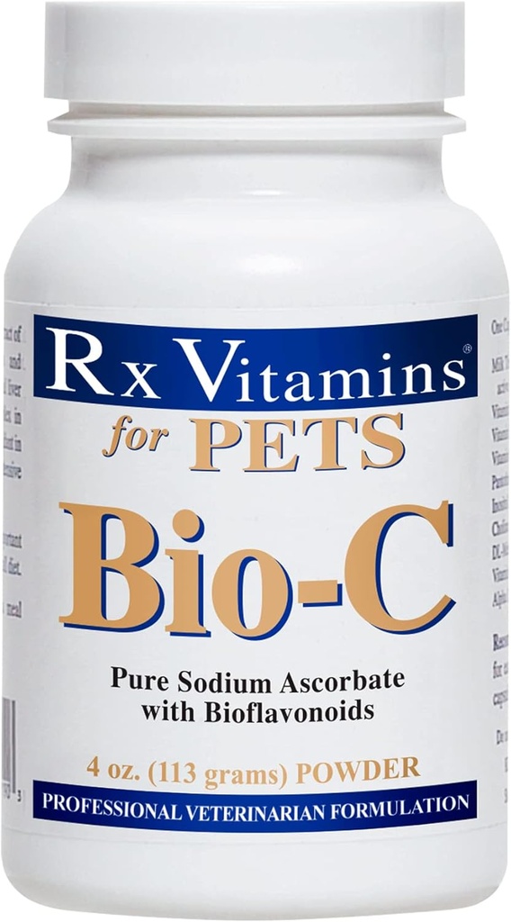 Vitamine Rx Bio-C - Vitamina C per Cani e Gatti - con Bioflavonoidi Limoni per Rilievo Allergia - Integratore di Supporto Immune - Promuove Cappotto Sano e Pelle - Integratore Comunico - 4 oz