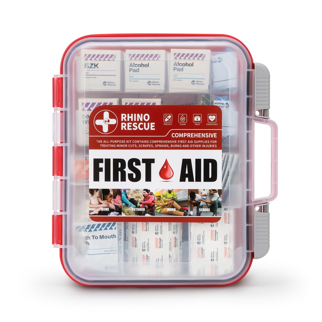 RHINO RESCUE 371 Pezzi OSHA All-Purpose First Aid Kit, Home & Office Professional Medical Supplies, Ideale per emergenza, scuola, affari