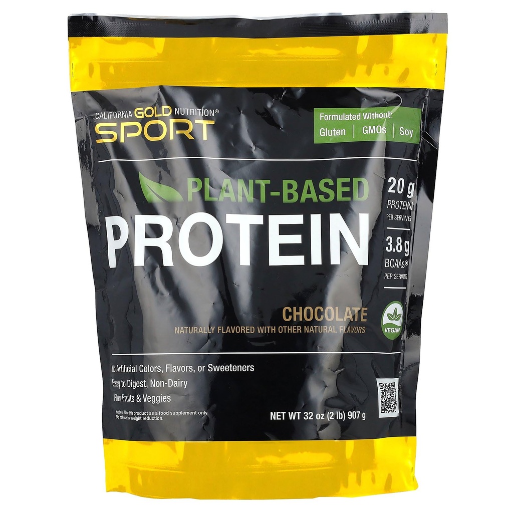 California Gold Nutrition Sport, Proteine a base vegetale con concentrato di proteine organiche di riso marrone, Flaxseed, Semi di chia, Cioccolato, 2 lb (907 g)