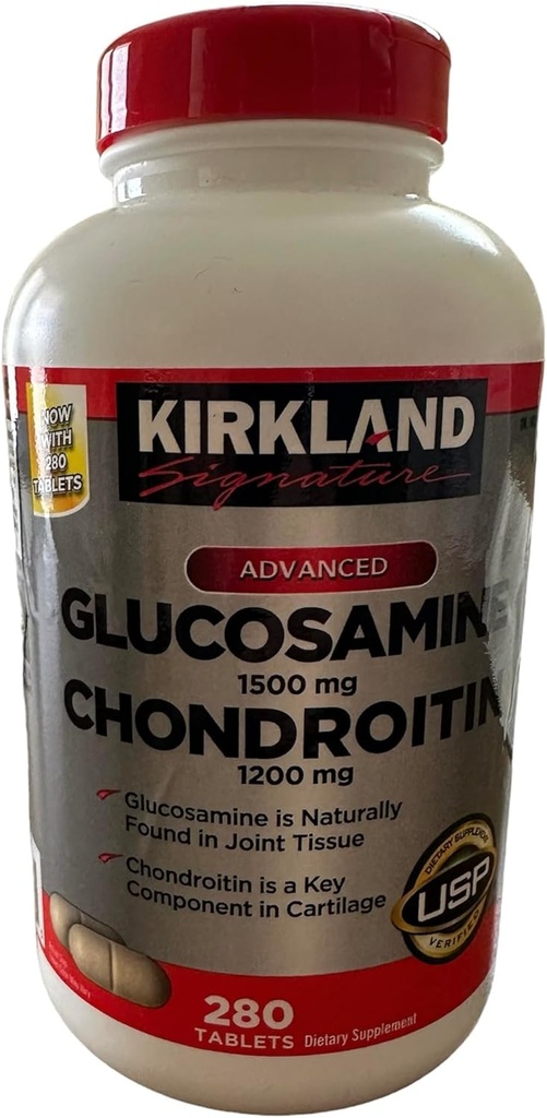 Kirkland Signature Glucosamine HCI 1500mg Chondroitin Sulfate 1200mg 220 compresse / Nuovo conteggio aumentato