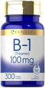 Carlyle B1 Vitamin 100mg | 300 compresse | Supplemento per le donne e gli uomini | come Thiamin HCl | Vegan, Non OGM & Gluten Free