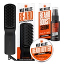 Kit di cura del cuscinetto Wild Willies: Raddrizzatore del cuscinetto riscaldato per gli uomini, Burro del cuscinetto, & Siero di crescita del cuscinetto - Set di strumenti di Grooming Ultimate, Balm del cuscinetto, Siero di idratazione, Spazzola calda del cuscinetto della culla per uso quotidiano