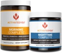 ACTIVATEDYOU Mattina Prebiotici, Probiotici e Superfood Verdi (Citrus Medley) & Nighttime Complete, Ashwaghanda (Raspberry Lemonade), 30 Serve
