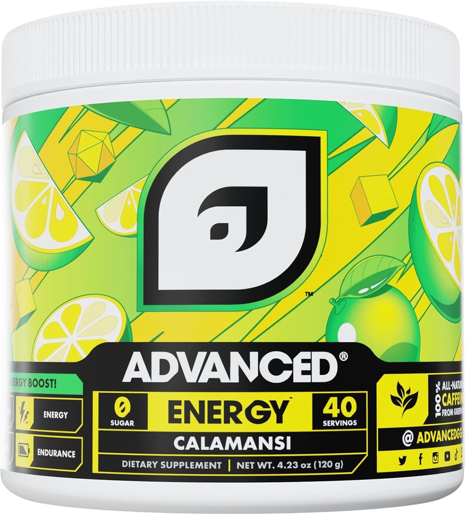 Energia avanzata - Energy Boosting Formula con elettroliti per l'idratazione - L-teanina per combattere Jitters - Sugar Free & Keto Friendly - No Maltodextrin (40 Serve) (Calamansi)