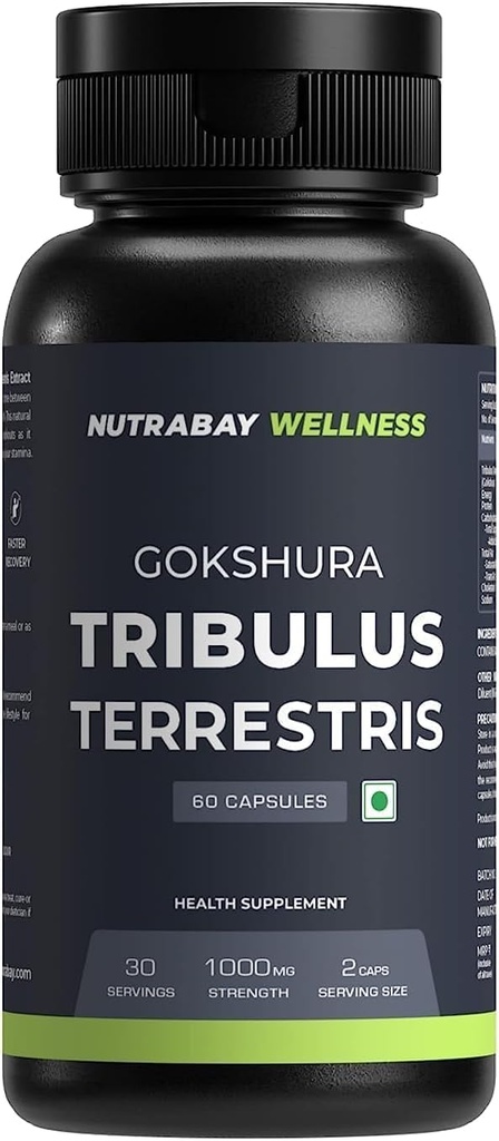 Wellness Tribulus Terrestries (Gokshura) - Supporto naturale per l'energia, le prestazioni e la crescita muscolare - 1000mg, 60 Veg capsule