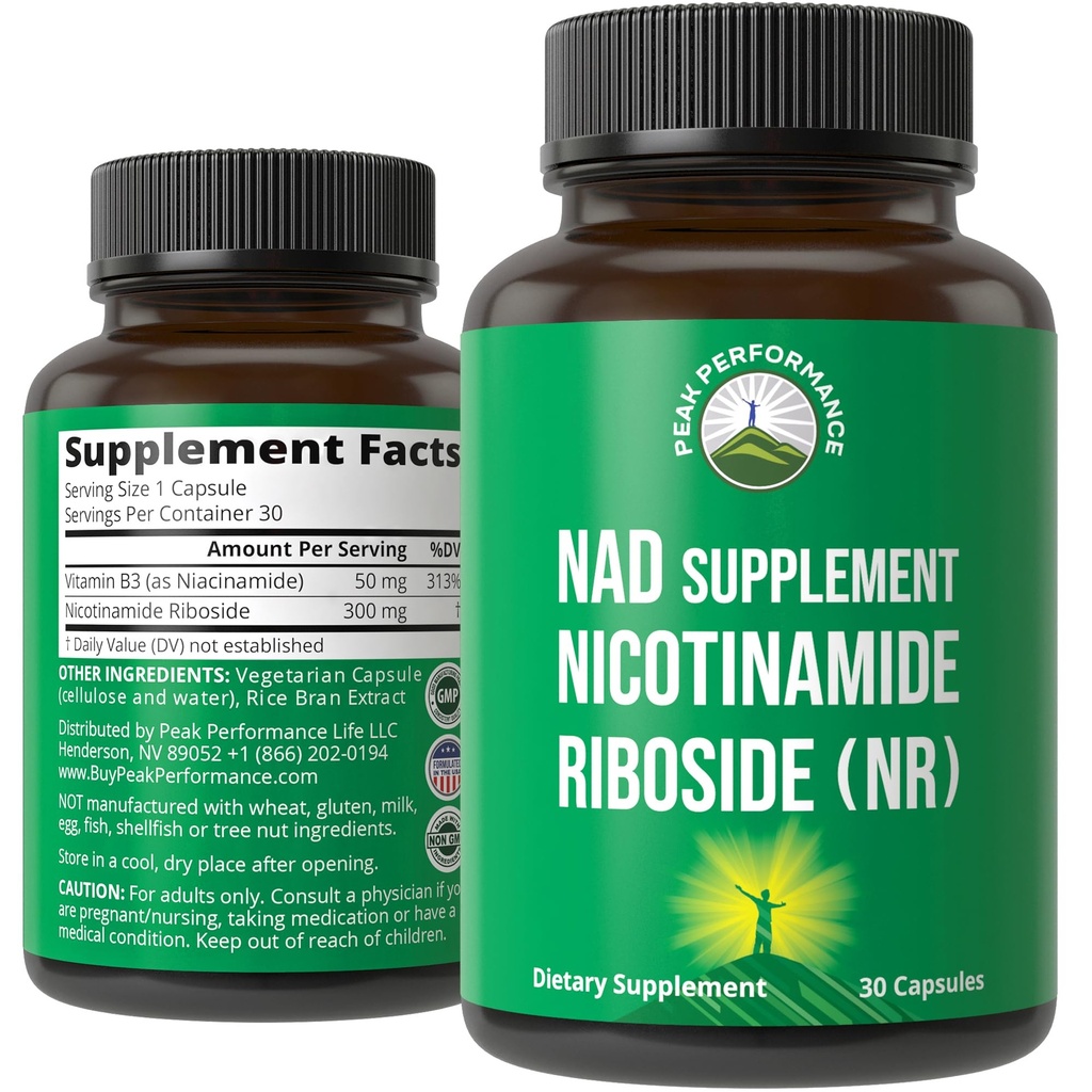 Nicotinamide Riboside NR Supplemento. NMN Alternative NAD Supplemento + Niacinamide per livelli NAD+ come noi Età. Terze Parti Testata, Non OGM, Gluten Free, Vegan NR Vitamin Supplementi per le donne e gli uomini