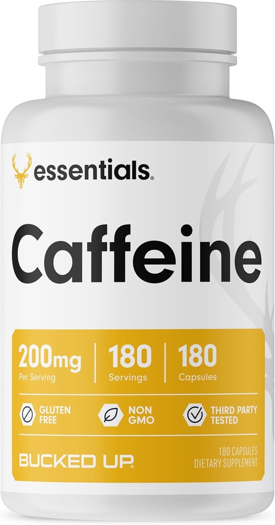 Bucked Up Caffeina 200mg Per Serving, Essentials (180 Serve, 180 capsule)
