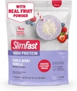 SlimFast High Protein Smoothie Mix Plus Fruit Powder, Alta Protein Meal Sostituzione Polvere, Fibra, Vitamina C, 21 Servings, 1.29 Pounds, Triple Berry Vanilla (Packaging May Vary)