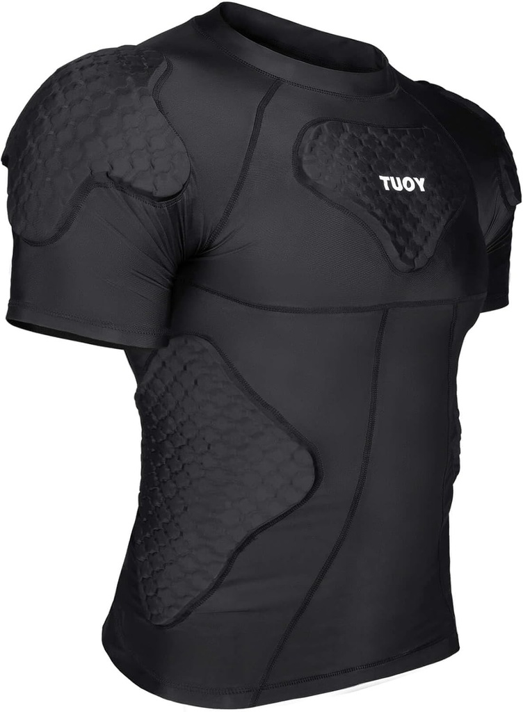 TuOY Uomo imbottito camicia di compressione protezione della camicia della cintura della camicia di protezione per il calcio Paintball Baseball