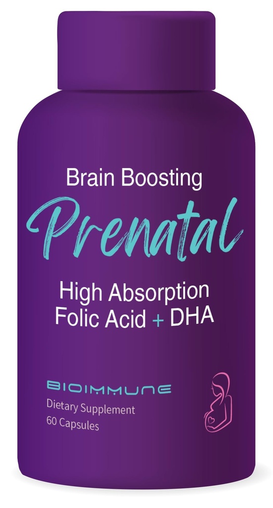 Vitamine prenatali bio-availabili per le donne, naturale occurring acido folico di Folato metilato, DHA Omega 3. Supporta lo sviluppo del cervello, sano sviluppo fetale