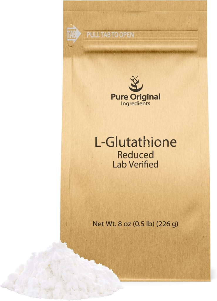 PURE ORIGINAL INGREDIENTI L-Glutathione Polvere (8 oz) Ridotto, Sempre puro, Lab