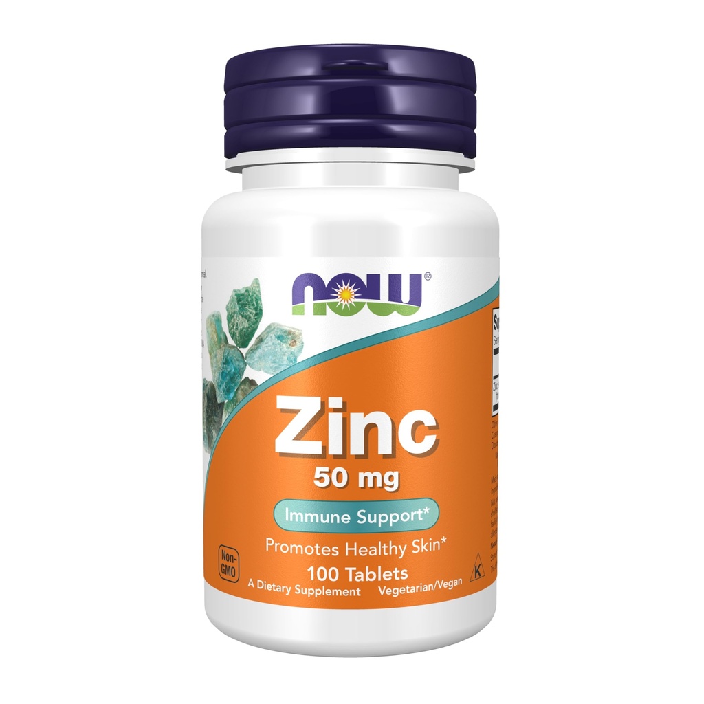 NOW Integratori alimentari, Zinco (Zinc Gluconate) 50 mg, Supporta funzioni enzime*, Supporto immunitario*, 100 compresse