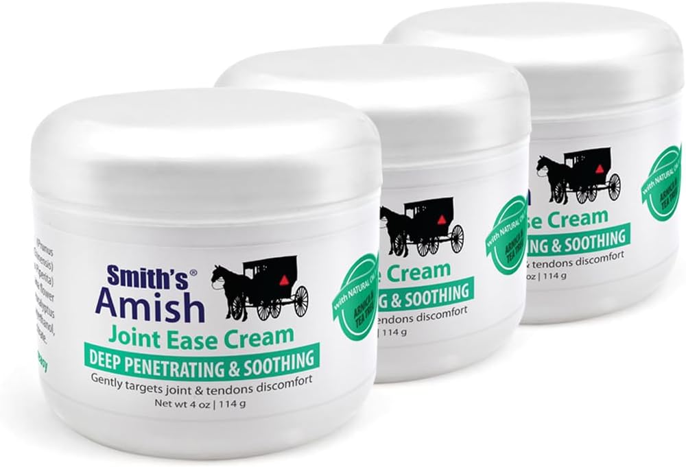 Il pacchetto Amish JointEase Cream 3 di Smith con Arnica, Tea Tree, Eucalyptus, Peppermint e Rosemary