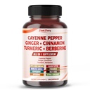 Cayenne Pepper Ginger Turmeric Berberine - Digestione, Gut Heath Support - Made in Italy