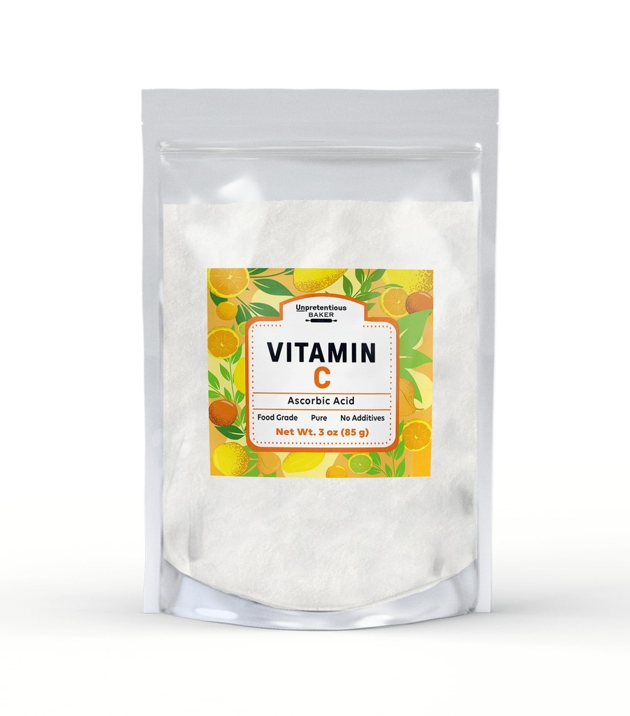 Polvere di vitamina C imprevedibile Baker (3 oz) Acido ascorbico, Sacchetto sigillabile