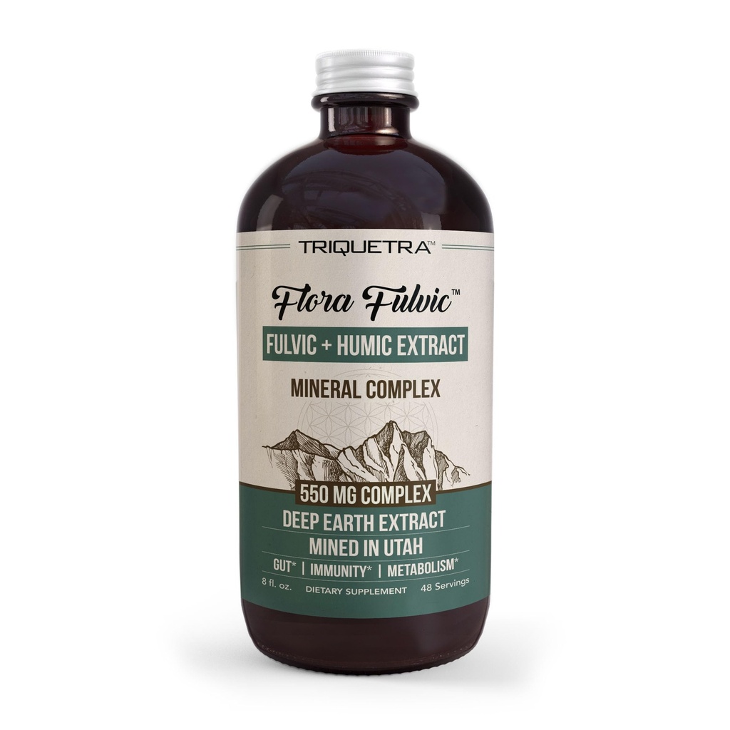 Flora Fulvic | Acido Fulvic + Humic Acid Complex – 550 mg | Mined in Utah, Preistorico Deep Earth Extract | Immunity, Gut, Digestione – Natural Trace Mineral Complex, Fulvic Acid Supplement – 8 fl oz.