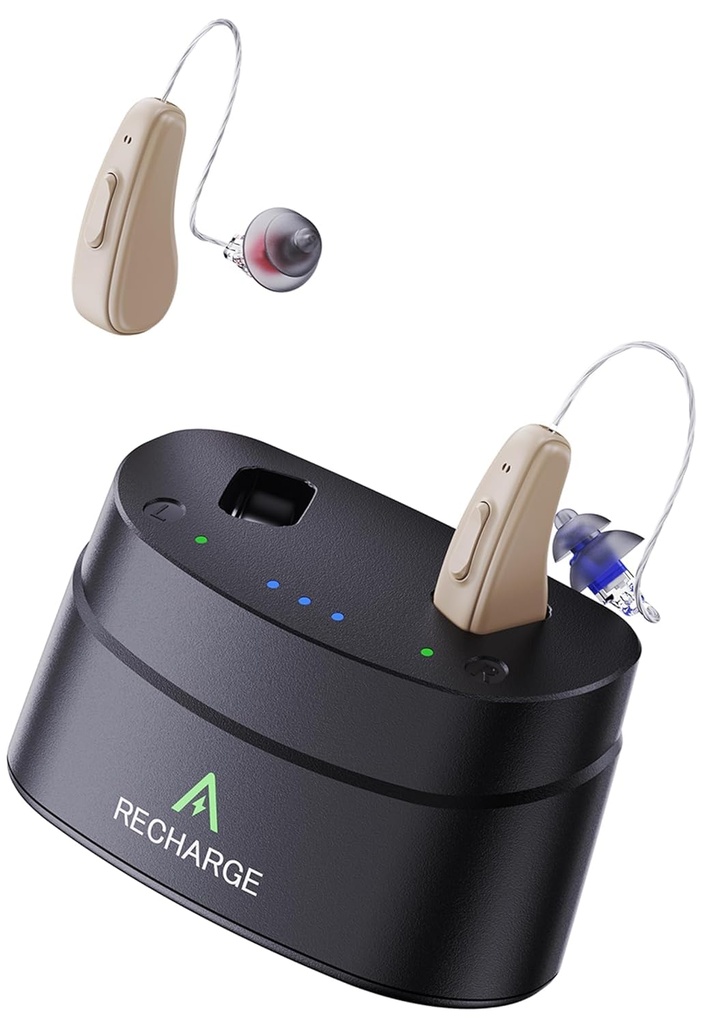 2024 Aggiornato RIC apparecchi acustici per anziani Ricevitore ricaricabile-in-Canal OTC Hearing Aid con rumore Cancelling-Nearly Invisible Digital Hearing Aid Adapts a Mild a Severe Hearing Loss