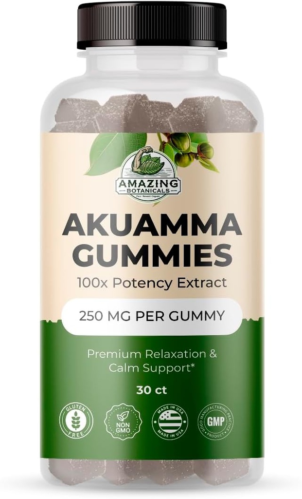 Akuamma Gummies - Gomma di benessere giornaliera ad alta potenza, Vegan, Non OGM, Integratore di erbe senza glutine - 250MG Per Gummy con Natural Wild Berry Flavor (30 Conte)