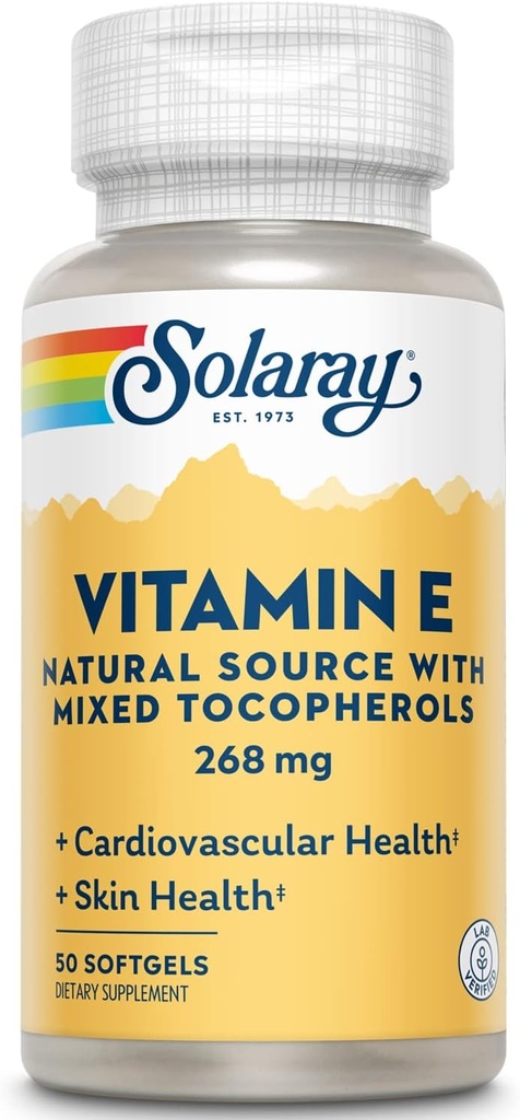 Solaray Vitamina E d-Alpha Tocopherol 268mg (400 IU) | Heart & Skin Health, Antioxidant Activity Support (50 Count)