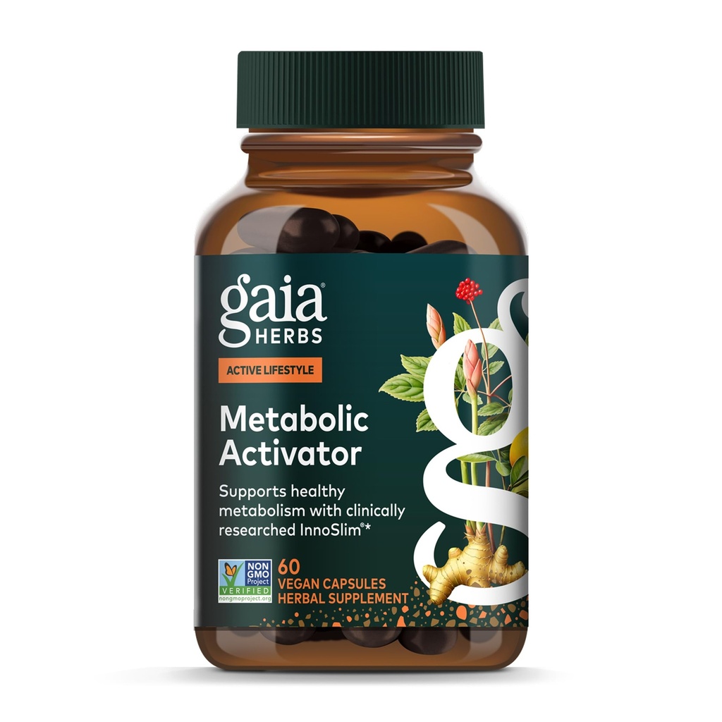 Gaia Herbs Metabolic Activator - Integratore Energetico Naturale per il Supporto Metabolismo - Realizzato con Panax Notoginseng & Astragalus Extract - Libero dalla Daieria, Soia & Gluten - 60 Capsule (60 Serve)