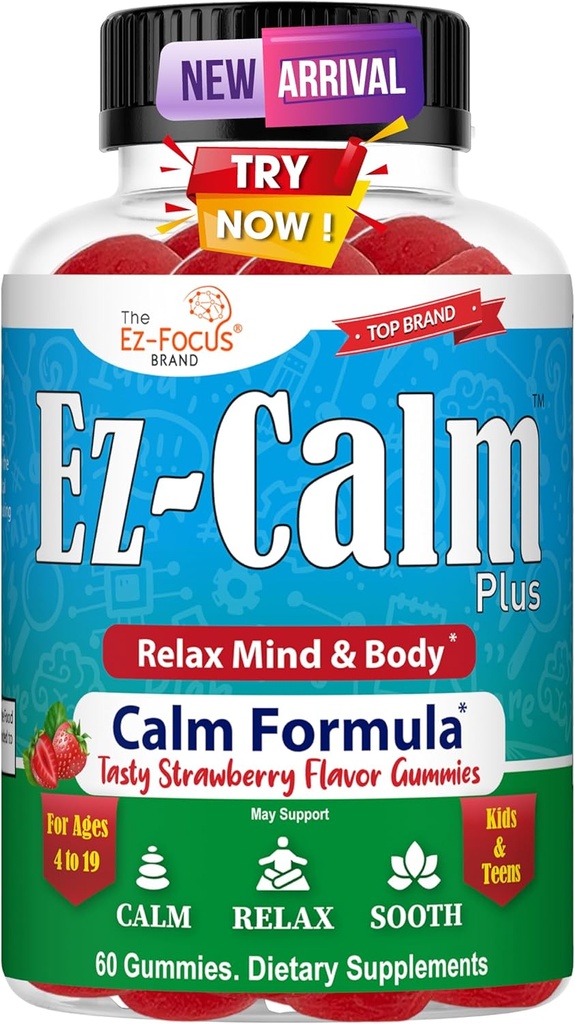 Calmo Ashwagandha Gummies per gli adolescenti - calma sonno gommie - naturale Focus Gummies con Ashwagandha Root Extract - Ashwagandha Supplemento per il sonno Stress Balance - 60 Vegan Sugar Free Chews