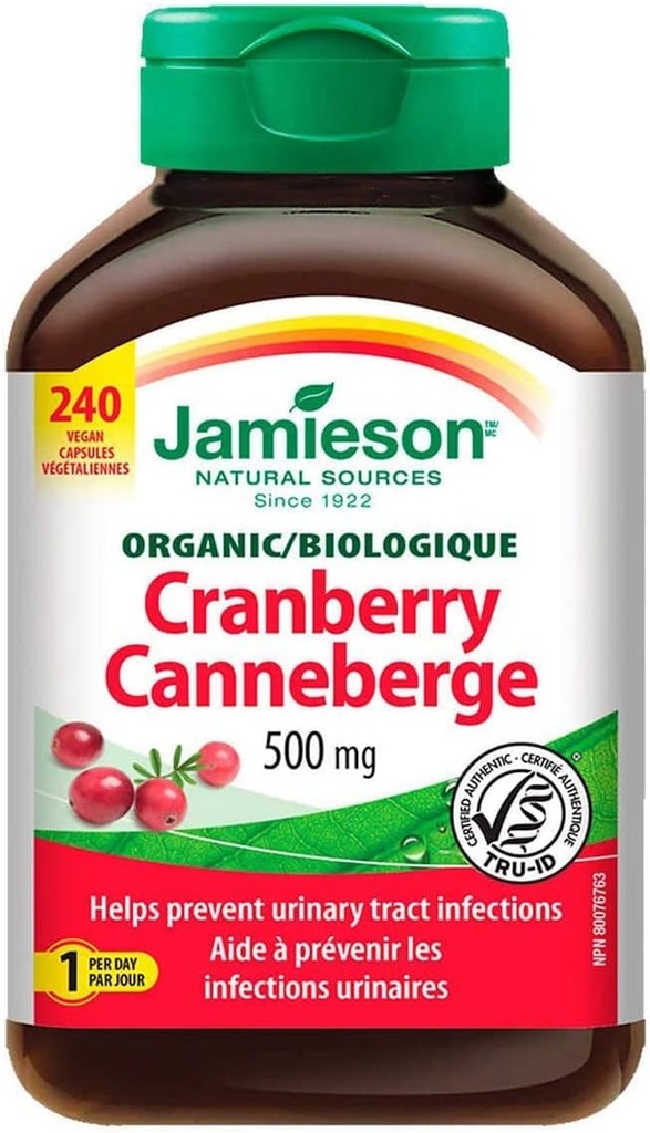 Jamieson Cranberry 500mg, 240 Vegan Capsule