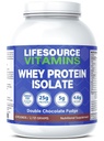 LifeSource Vitamine 6 lb - US Dairy Cows Grass Fed Whey Protein Isolate - Double Chocolate Fudge addolcito w/Stevia