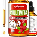 Multivitaminico liquido per cani – Cat Multivitaminici per gatti interni – 10-in-1 Liquid Dog Vitamine B Complex, C, D3 – Digestione, Urinazione, Hip & Joint, Skin & Coat – Cranberry Flavor – 2 Oz