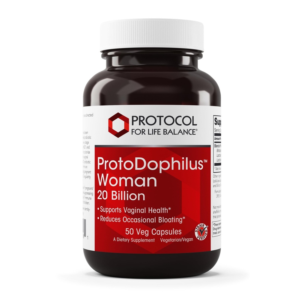 PROTOCOLLO PER LA VITA BALANCE Proto Dophilus Donna - 20 miliardi - Probiotici per la salute del fegato - Supporto Vaginal Health & Bloating Relief - Vegan & Kosher - 50 capsule di veg