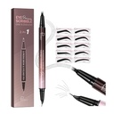 Penna del sopracciglio curvo 2-in-1 e eyeliner con 10Pcs Stencil freccia, matita del sopracciglio di Microblading con 4 punte della forcella e la punta precisa curvata, matite impermeabili e durevoli del sopracciglio per le donne, nero morbido