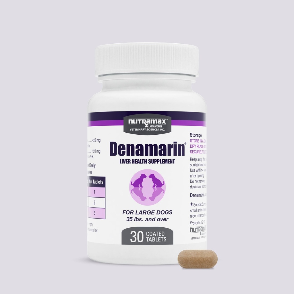 Nutramax Laboratories Denamarin Liver Health Supplemento per cani di grandi dimensioni - Con S-Adenosylmethionine (SAMe) e Silybin, 30 compresse(Pack of 1)