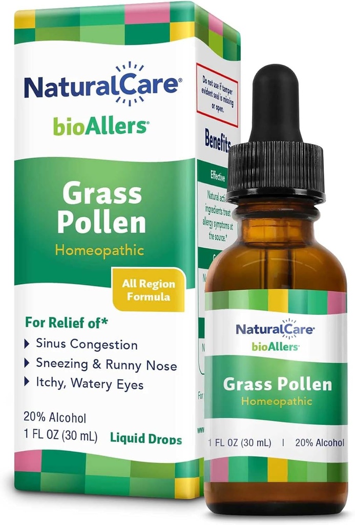 bioAllers NaturalCare Grass Pollen Gocce liquide omeopatiche, 1 Fl Oz | Maggio fornire supporto attraverso la congestione del seno, starnuti & Runny Nose, Itchy, occhi acquosi