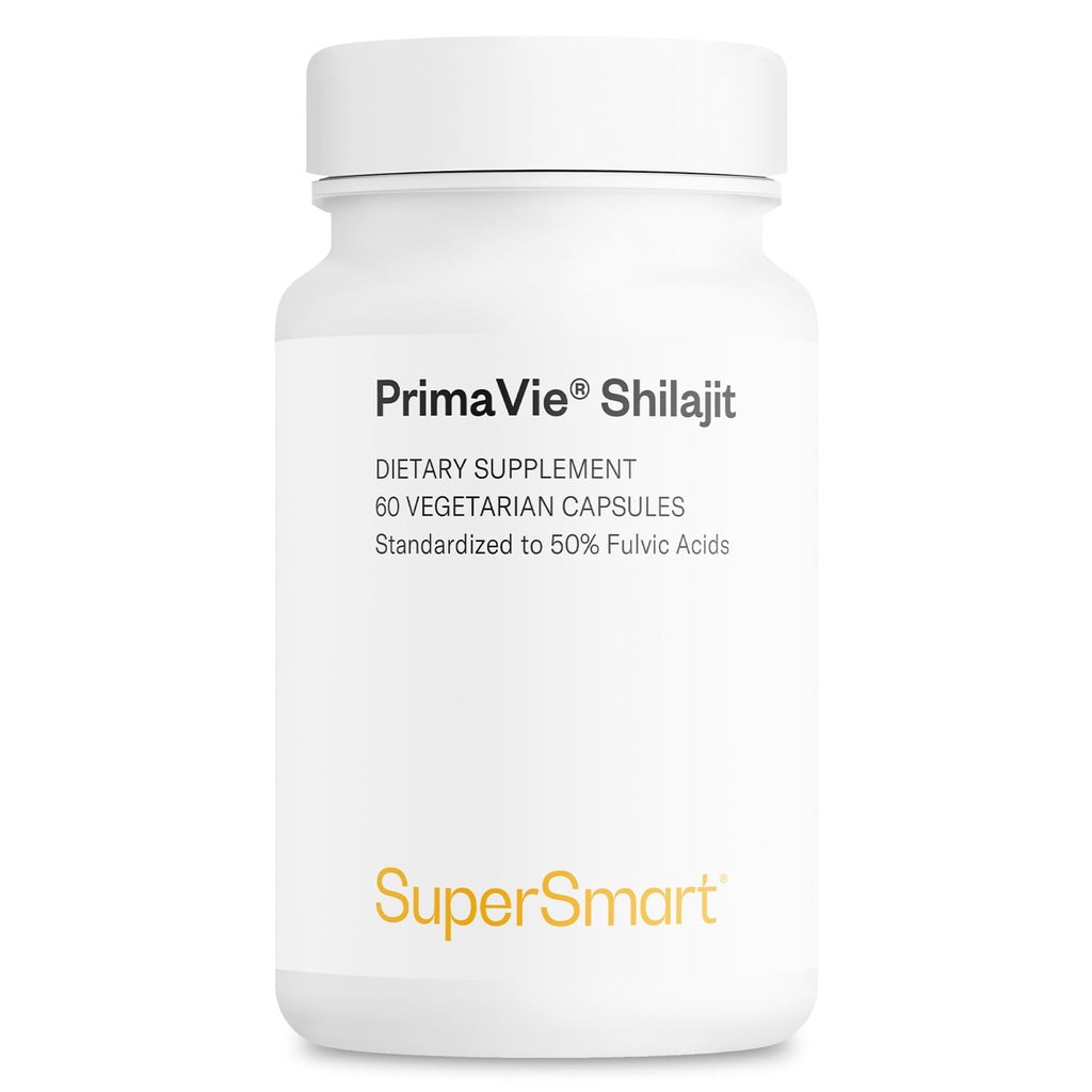 Supersmart - Super Shilajit 500mg al giorno (alta potenza) - PrimaVie Shilajit Supplement - Himalayan, Purified & Organic Shilajit | Non-GMO & Gluten Free - 60 capsule vegetariane