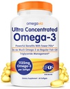 OmegaVia Ultra Concentrato Omega 3 Fish Oil Burpless, 60 Softgels, Triple Strength Omega 3 Fish Oil Supplementi, 1135 mg Pure Omega3, No Fishy Burps, High EPA DHA DPA, IFOS 5-Star