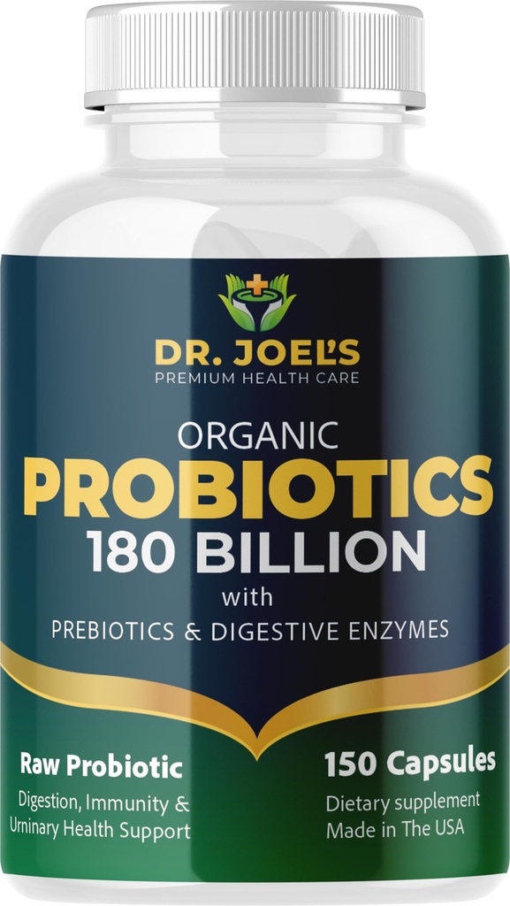 Probiotici organici 180 miliardi di CFU - 40 Strains Probiotici Vegani + Prebiotici + Enzimi Digestivi - Gut & Salute Immune - 100% Puro, Massima Potenza & Scarico - Made in USA