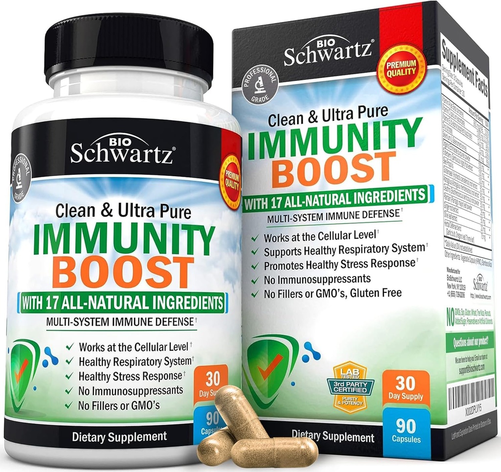 Integratore di immunità con Elderberry, Vitamina A, Echinacea & Zinc + Vitamina C 1000mg Capsule con Zinco, Rosa HIPS & Bioflavonoidi