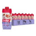 SlimFast Protein Shake, Proteine di fragole 20g, Shake di Sostituzione del Pasto Pronto per Bere, Alta Proteina con Carburo Basso e Basso Zucchero, 24 Vitamine e Minerali, 12 Conte (Pack of 1) (Packaging May Vary)