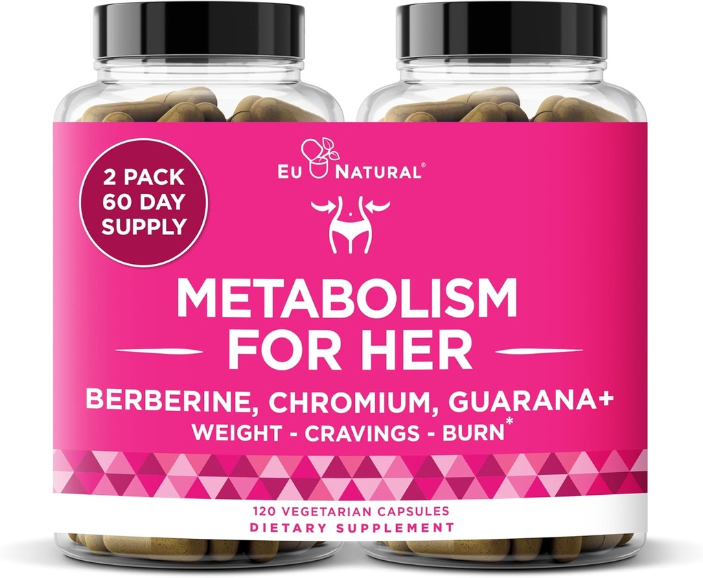 Metabolismo per lei - Appetite & Metabolismo Supporto per le donne - Curb Cravings, Ridurre l'assunzione Calorica & Promuovere i sentimenti di pienezza - Berberina, Cromo Picolinato & Guarana - 120 Veg Capsule
