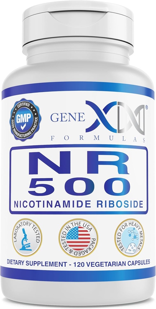 Genex Formulas NR Nicotinamide Riboside 500mg/Serving (120 capsule) NAD+ Precursore per l'invecchiamento sano - GMP-Certified, Non-GMO, Gluten-Free, Vegetariano (1 confezione)